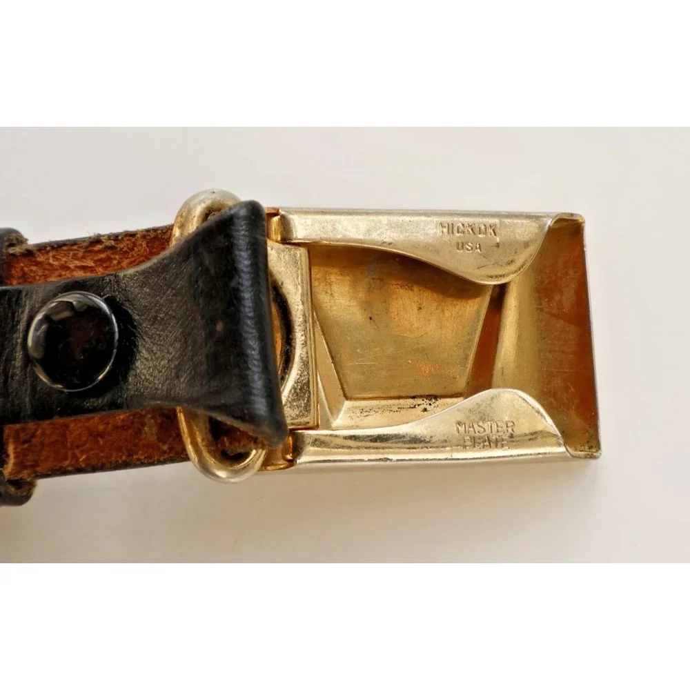 Boy Scouts Hickok Cowhide Black Leather Belt with Gold Crown bukle Size 36
